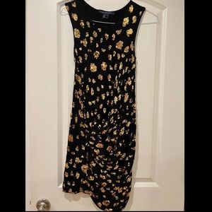 French Connection Black Dress with Gold Sequins